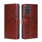 For Xiaomi Redmi Note 11 4G / Note 11S Geometric Stitching Horizontal Flip Leather Phone Case(Dark Brown) - 1