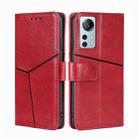 For Xiaomi 12 Lite Geometric Stitching Horizontal Flip Leather Phone Case(Red) - 1