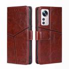 For Xiaomi 12 Pro Geometric Stitching Horizontal Flip Leather Phone Case(Dark Brown) - 1