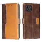 For Samsung Galaxy A03 EU Edition 166mm Contrast Color Side Buckle Leather Phone Case(Dark Brown + Gold) - 1