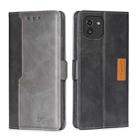 For Samsung Galaxy A03 EU Edition 166mm Contrast Color Side Buckle Leather Phone Case(Black + Grey) - 1