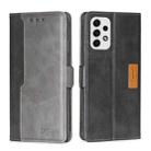 For Samsung Galaxy A23 5G Contrast Color Side Buckle Leather Phone Case(Black + Grey) - 1