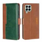 For Samsung Galaxy M33 5G Contrast Color Side Buckle Leather Phone Case(Light Brown + Green) - 1