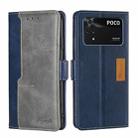 For Xiaomi Poco M4 Pro Contrast Color Side Buckle Leather Phone Case(Blue + Grey) - 1