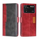 For Xiaomi Poco M4 Pro Contrast Color Side Buckle Leather Phone Case(Red + Black) - 1