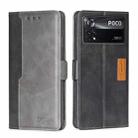 For Xiaomi Poco X4 Pro 5G Contrast Color Side Buckle Leather Phone Case(Black + Grey) - 1