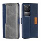 For Xiaomi Redmi K50/K50 Pro Contrast Color Side Buckle Leather Phone Case(Blue + Grey) - 1