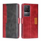 For Xiaomi Redmi K50/K50 Pro Contrast Color Side Buckle Leather Phone Case(Red + Black) - 1