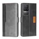 For Xiaomi Redmi K50/K50 Pro Contrast Color Side Buckle Leather Phone Case(Black + Grey) - 1