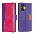 For Xiaomi Redmi K50 Gaming/Poco F4 GT Contrast Color Side Buckle Leather Phone Case(Purple + Rose Red) - 1