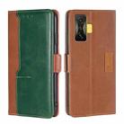 For Xiaomi Redmi K50 Gaming/Poco F4 GT Contrast Color Side Buckle Leather Phone Case(Light Brown + Green) - 1