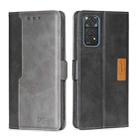 For Xiaomi Redmi Note 11 4G Global/Redmi Note 11S Contrast Color Side Buckle Leather Phone Case(Black + Grey) - 1