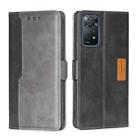 For Xiaomi Redmi Note 11 Pro 4G/Redmi Note 11 Pro 5G Global Contrast Color Side Buckle Leather Phone Case(Black + Grey) - 1
