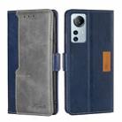 For Xiaomi 12 Lite Contrast Color Side Buckle Leather Phone Case(Blue + Grey) - 1