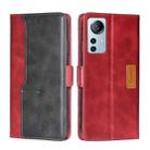 For Xiaomi 12 Lite Contrast Color Side Buckle Leather Phone Case(Red + Black) - 1