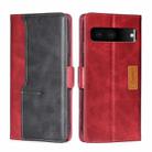 For Google Pixel 7 5G Contrast Color Side Buckle Leather Phone Case(Red + Black) - 1