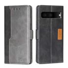 For Google Pixel 7 5G Contrast Color Side Buckle Leather Phone Case(Black + Grey) - 1