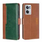 For OnePlus Nord CE 2 5G Contrast Color Side Buckle Leather Phone Case(Light Brown + Green) - 1