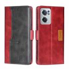 For OnePlus Nord CE 2 5G Contrast Color Side Buckle Leather Phone Case(Red + Black) - 1