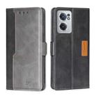 For OnePlus Nord CE 2 5G Contrast Color Side Buckle Leather Phone Case(Black + Grey) - 1