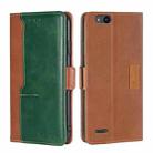 For ZTE Tempo X/Vantage/Z839/N9137 Contrast Color Side Buckle Leather Phone Case(Light Brown + Green) - 1