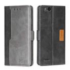 For ZTE Tempo X/Vantage/Z839/N9137 Contrast Color Side Buckle Leather Phone Case(Black + Grey) - 1