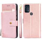 For TCL 20B Zipper Bag Leather Phone Case(Rose Gold) - 1