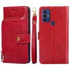 For TCL 30 SE/306/305/Sharp Aqous V6/Aqous V6 Plus Zipper Bag Leather Phone Case(Red) - 1