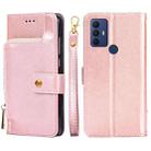 For TCL 30 SE/306/305/Sharp Aqous V6/Aqous V6 Plus Zipper Bag Leather Phone Case(Rose Gold) - 1