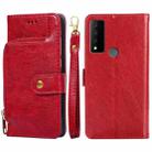 For TCL 30V 5G Zipper Bag Leather Phone Case(Red) - 1