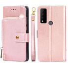 For TCL 30V 5G Zipper Bag Leather Phone Case(Rose Gold) - 1