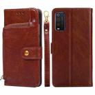 For TCL 205 Zipper Bag Leather Phone Case(Brown) - 1