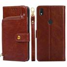 For alcatel  Axel/Lumos Zipper Bag Leather Phone Case(Brown) - 1