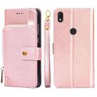 For alcatel  Axel/Lumos Zipper Bag Leather Phone Case(Rose Gold) - 1