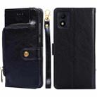For alcatel 1B 2022 Zipper Bag Leather Phone Case(Black) - 1
