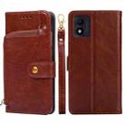 For alcatel 1B 2022 Zipper Bag Leather Phone Case(Brown) - 1