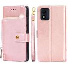 For alcatel 1B 2022 Zipper Bag Leather Phone Case(Rose Gold) - 1