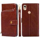 For Kyocera KY-51B Zipper Bag Leather Phone Case(Brown) - 1