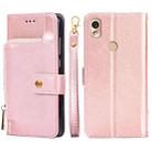 For Kyocera KY-51B Zipper Bag Leather Phone Case(Rose Gold) - 1