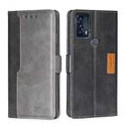For TCL 20B/6159K Contrast Color Side Buckle Leather Phone Case(Black + Grey) - 1