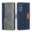 For TCL 30 5G/30+ 5G Contrast Color Side Buckle Leather Phone Case(Blue + Grey) - 1