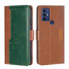 For TCL 30 SE/306/305/Sharp Aqous V6/V6 Plus Contrast Color Side Buckle Leather Phone Case(Light Brown + Green) - 1