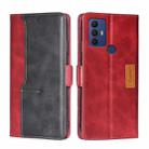 For TCL 30 SE/306/305/Sharp Aqous V6/V6 Plus Contrast Color Side Buckle Leather Phone Case(Red + Black) - 1