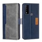 For TCL 30 V 5G/T781S Contrast Color Side Buckle Leather Phone Case(Blue + Grey) - 1
