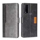 For TCL 30 V 5G/T781S Contrast Color Side Buckle Leather Phone Case(Black + Grey) - 1