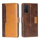 For TCL 205 Contrast Color Side Buckle Leather Phone Case(Dark Brown + Gold) - 1