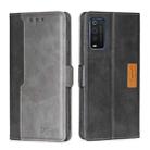 For TCL 205 Contrast Color Side Buckle Leather Phone Case(Black + Grey) - 1