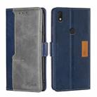 For Alcatel  Axel/Lumos Contrast Color Side Buckle Leather Phone Case(Blue + Grey) - 1