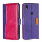 For Alcatel  Axel/Lumos Contrast Color Side Buckle Leather Phone Case(Purple + Rose Red) - 1