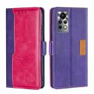 For Infinix Hot 11S/X6812 Contrast Color Side Buckle Leather Phone Case(Purple + Rose Red) - 1